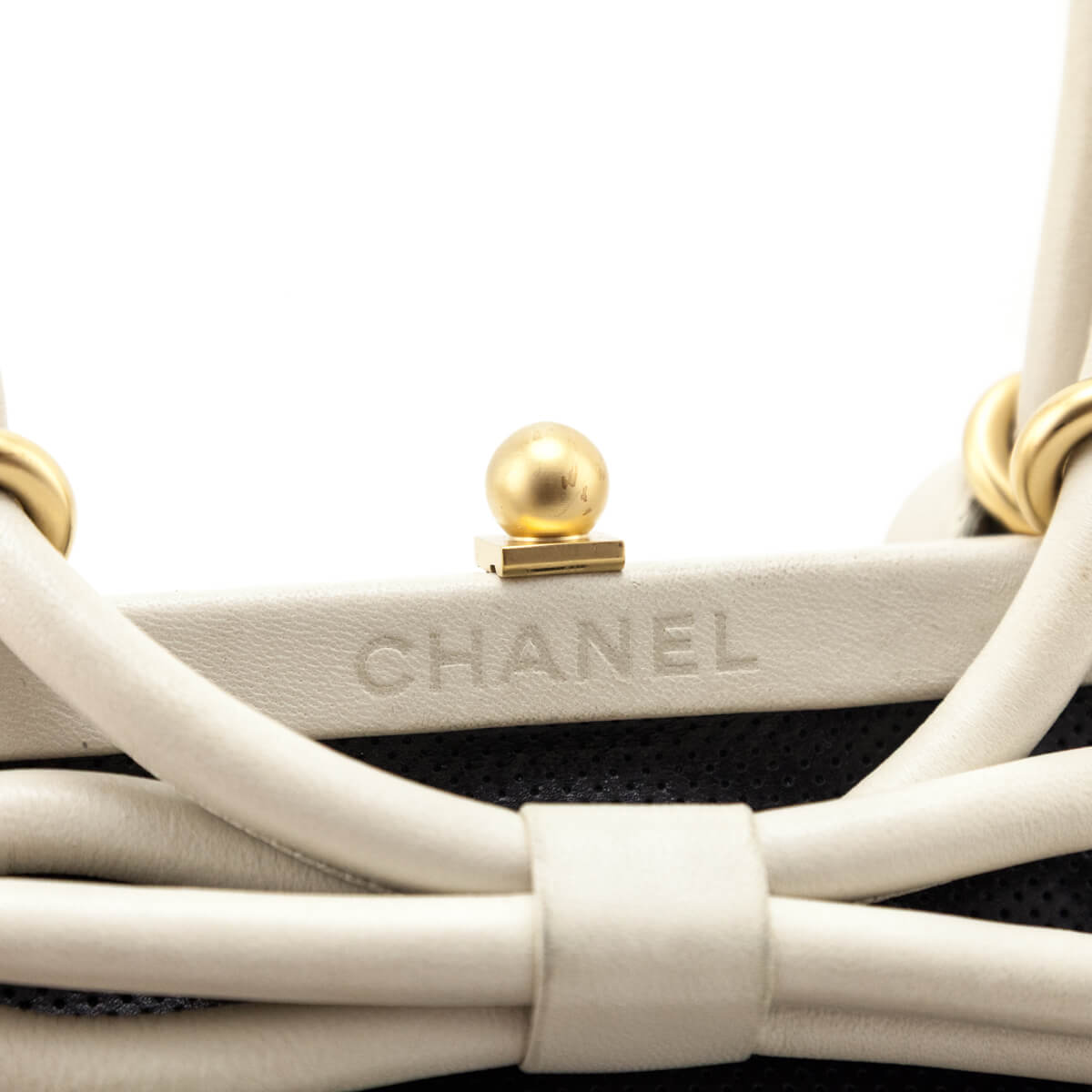 Chanel Black & White Perforated Bow Frame Bag
