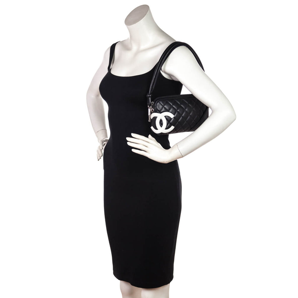Chanel Black & White Quilted Calfskin Cambon Pochette