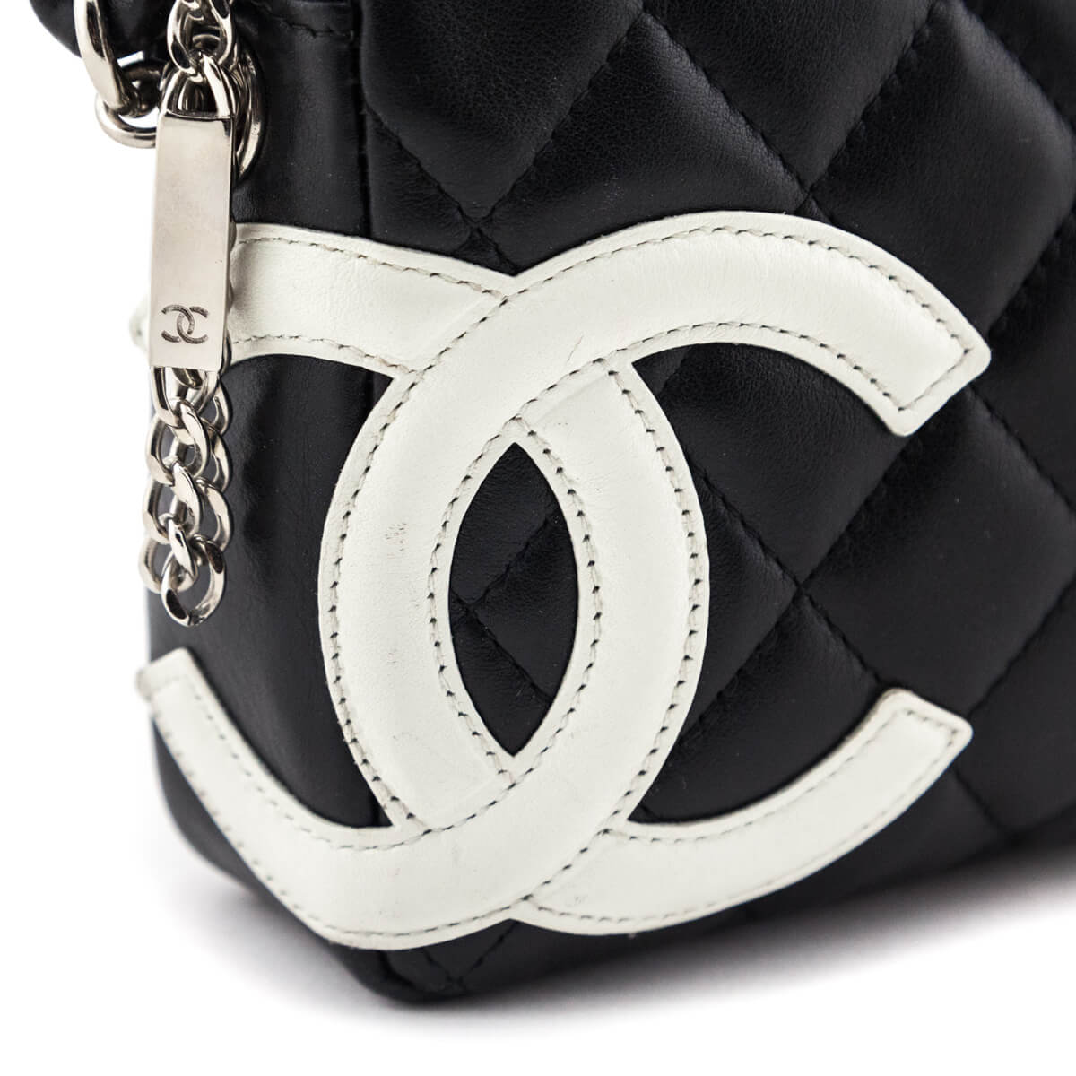 Chanel Black & White Quilted Calfskin Cambon Pochette