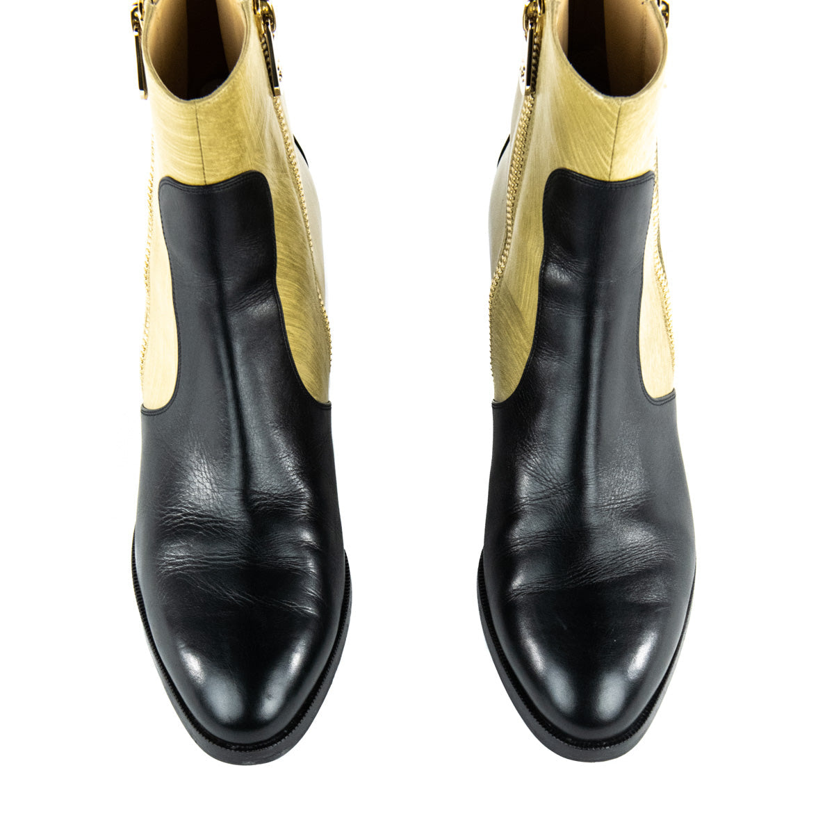Chanel Black & Beige CC Ankle Boots Size US 12 | EU 42