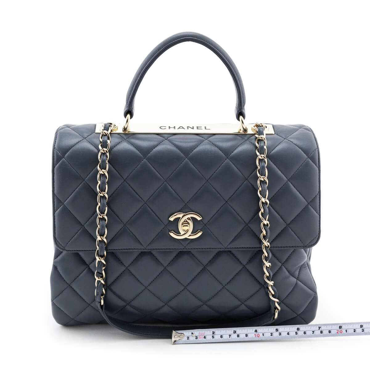Chanel Blue Quilted Lambskin Large Trendy CC Top Handle GHW