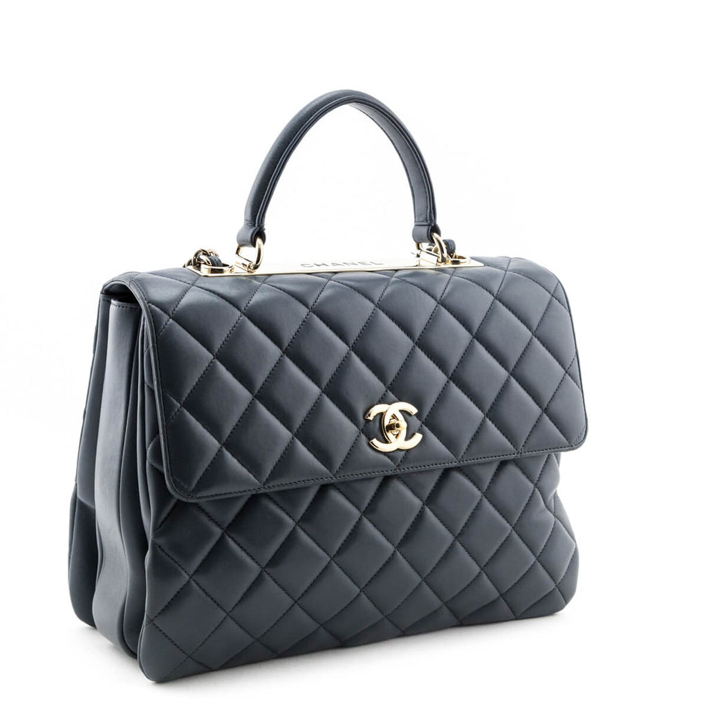 Chanel Blue Quilted Lambskin Large Trendy CC Top Handle GHW