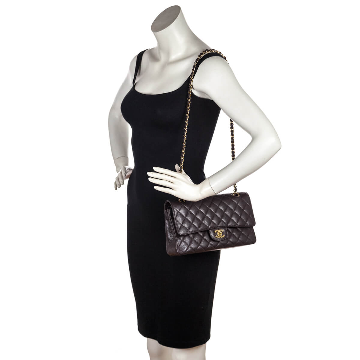 Chanel Brown Caviar Medium Double Flap Bag
