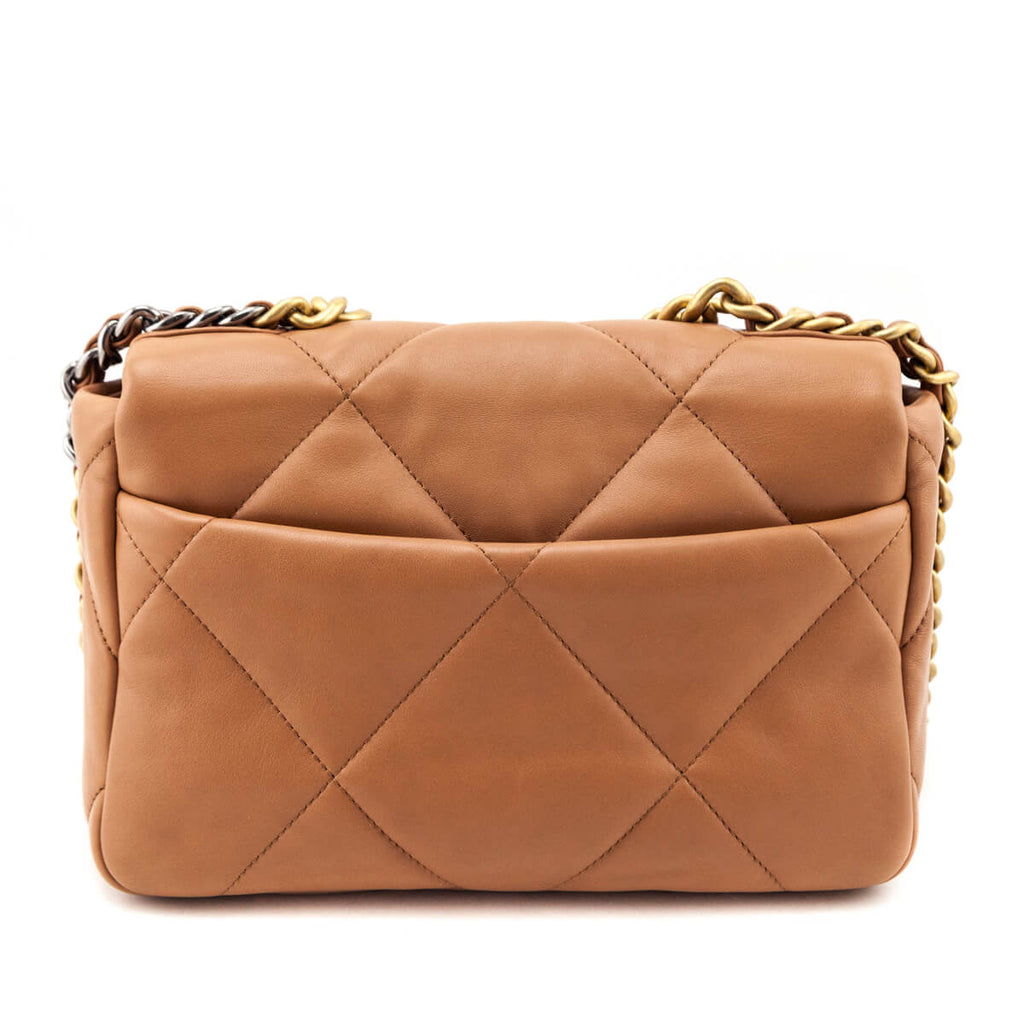 Chanel Brown Lambskin Quilted Medium Chanel 19 Flap Bag