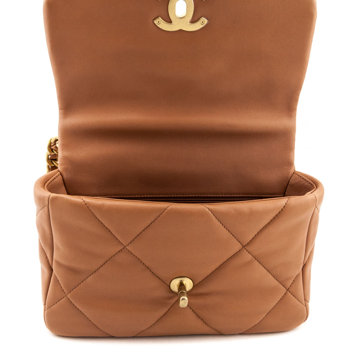 Chanel Brown Lambskin Quilted Medium Chanel 19 Flap Bag