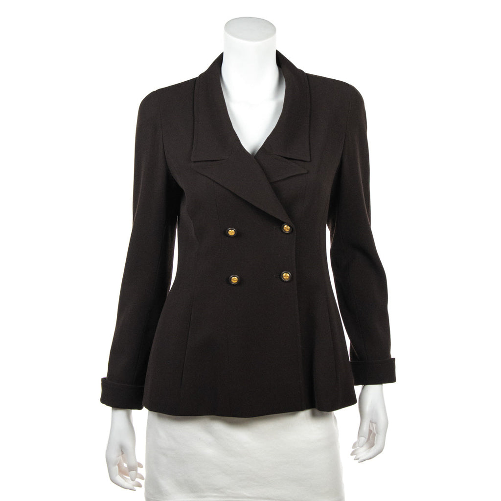 Chanel Brown Wool Crepe Jacket Size S