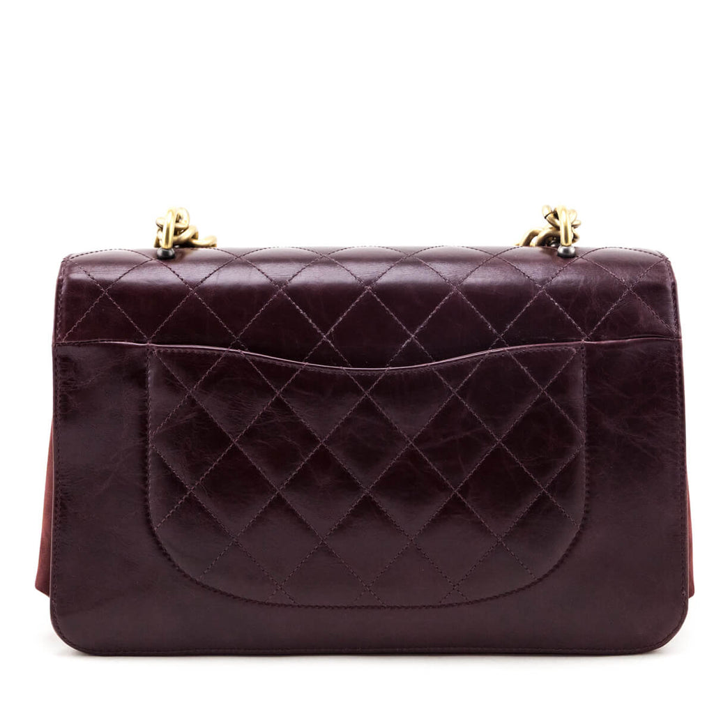 Chanel Burgundy Calfskin Quilted Small Straight Lined Flap Bag