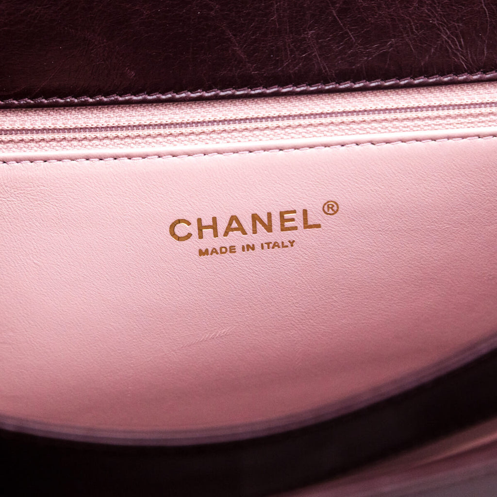Chanel Burgundy Calfskin Quilted Small Straight Lined Flap Bag
