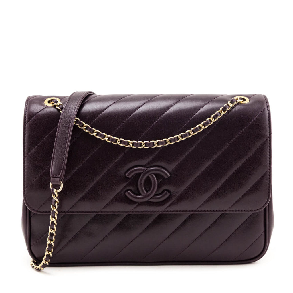 Chanel Burgundy Lambskin Quilted Coco Vintage Jumbo Flap