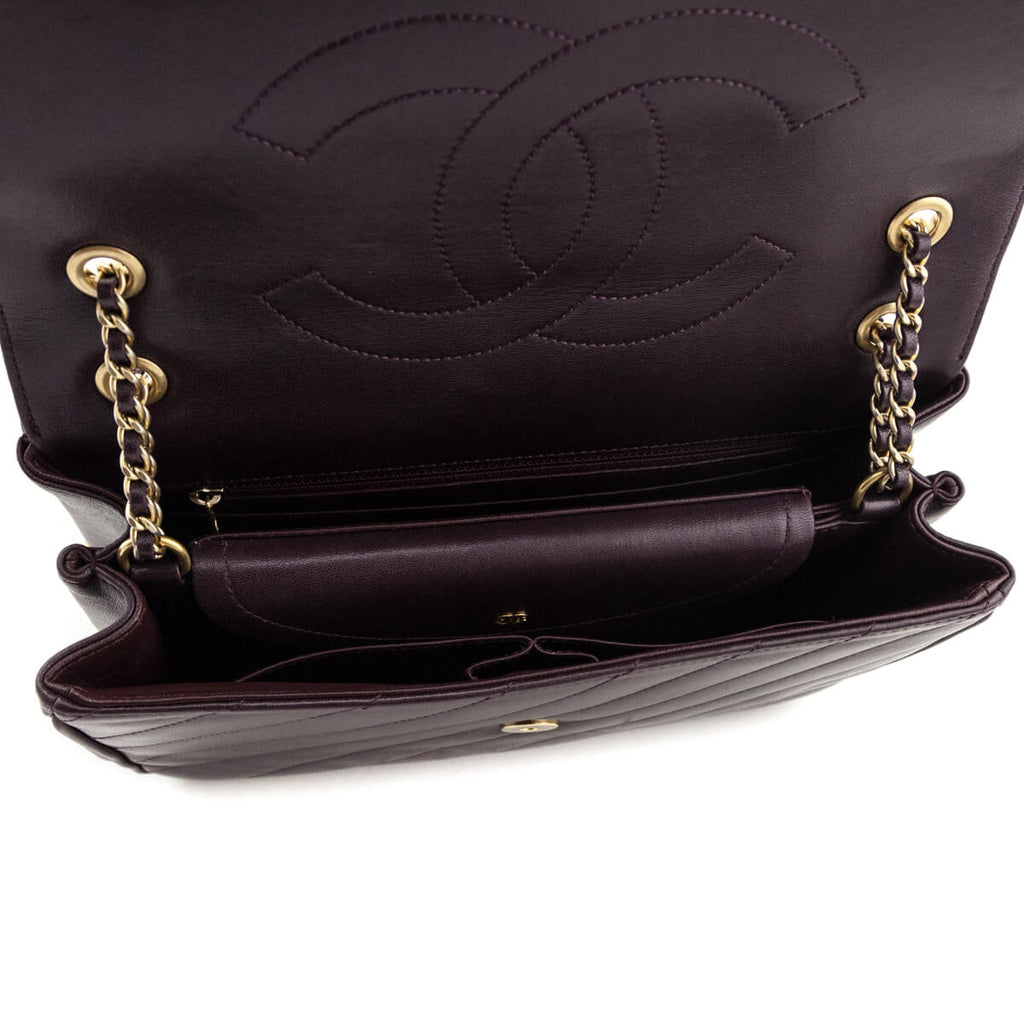 Chanel Burgundy Lambskin Quilted Coco Vintage Jumbo Flap