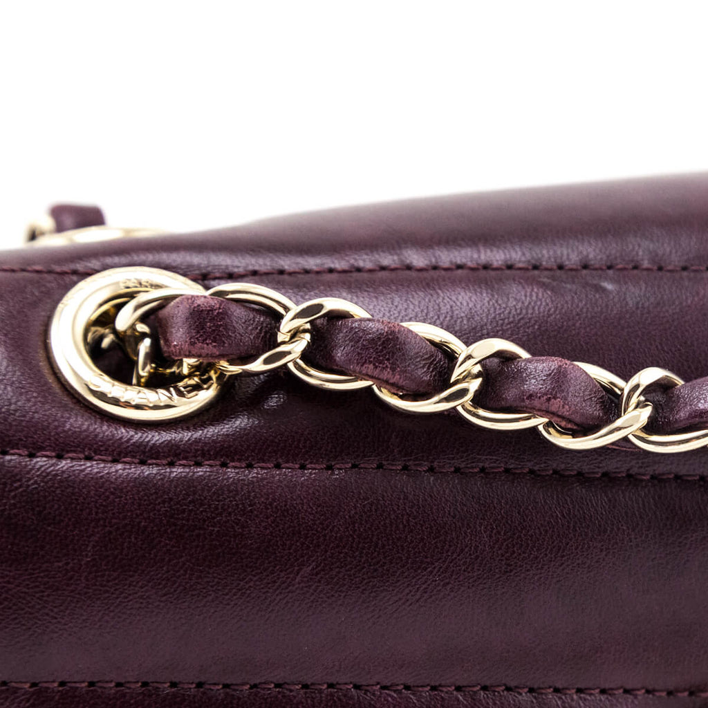 Chanel Burgundy Shiny Lambskin Quilted Small Chevron Miroir Flap Bag