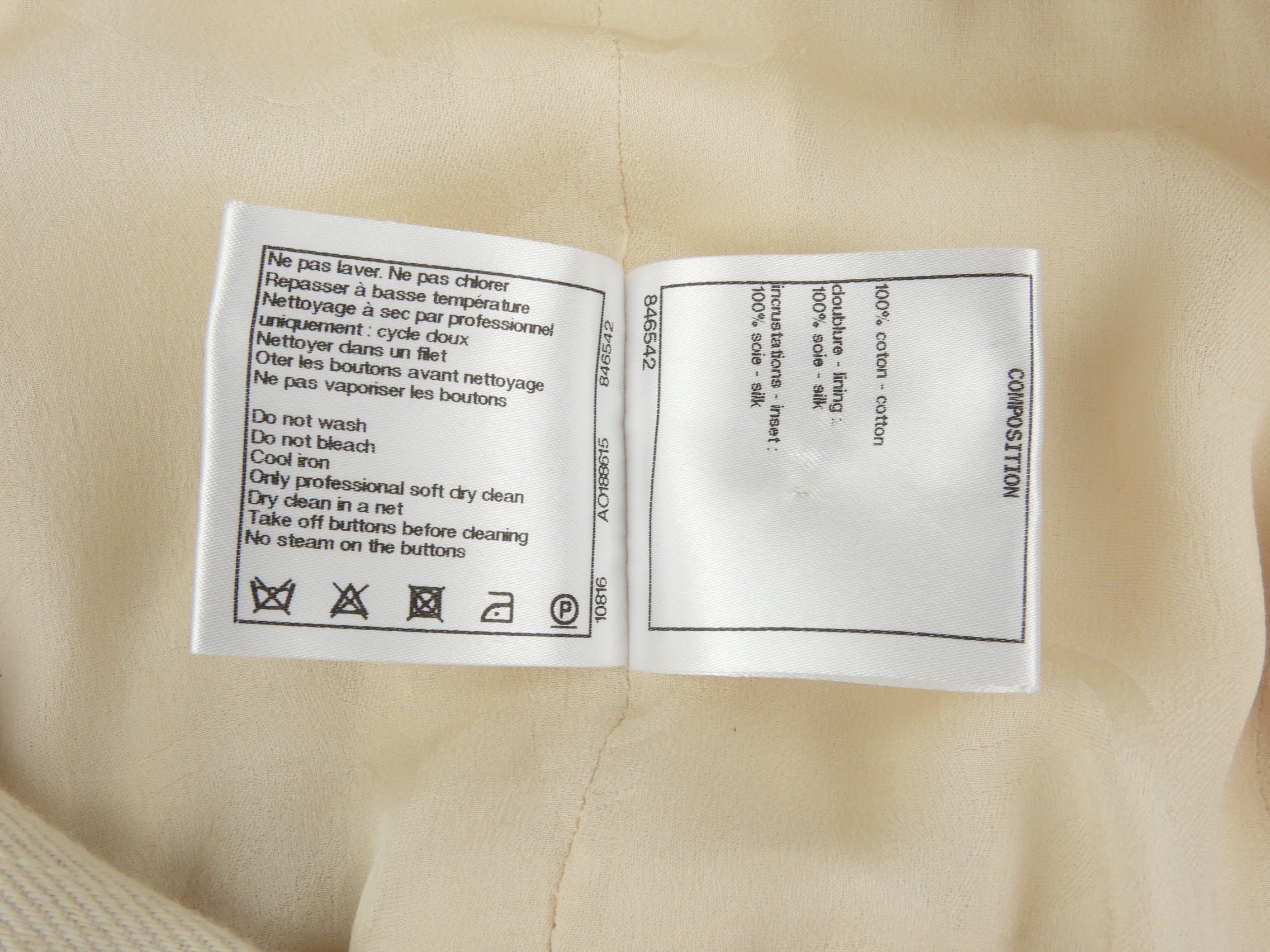 Chanel 21S Ecru Cotton Jacket with Silk  Satin Bow Accents- FR38