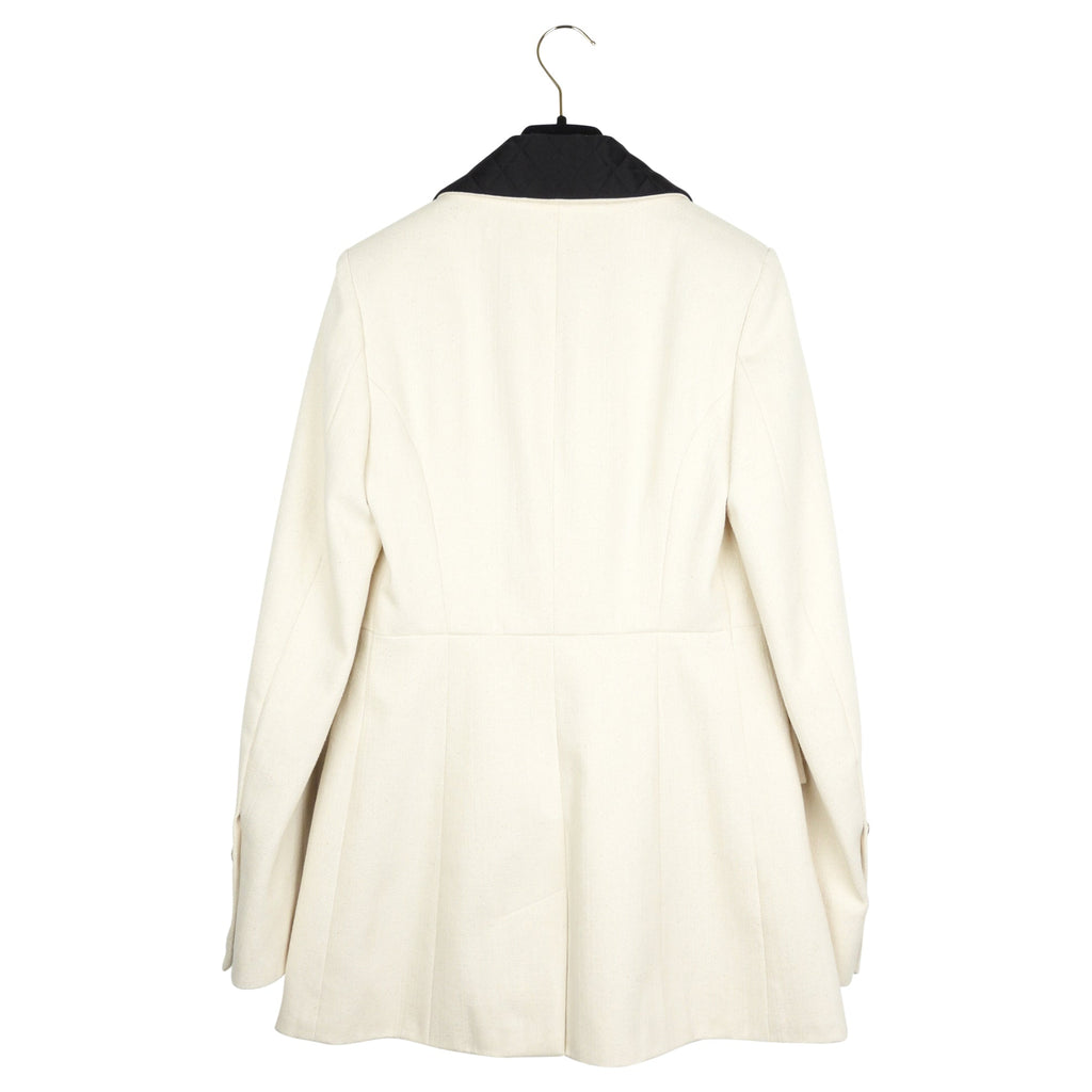 Chanel 21S Ecru Cotton Jacket with Silk  Satin Bow Accents- FR38