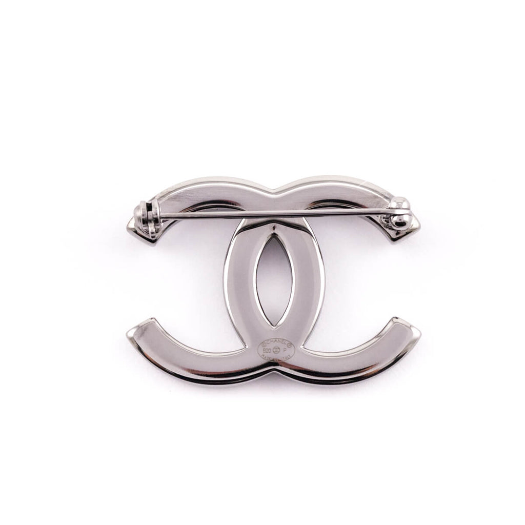 Chanel Crystal & Faux Pearl CC Brooch