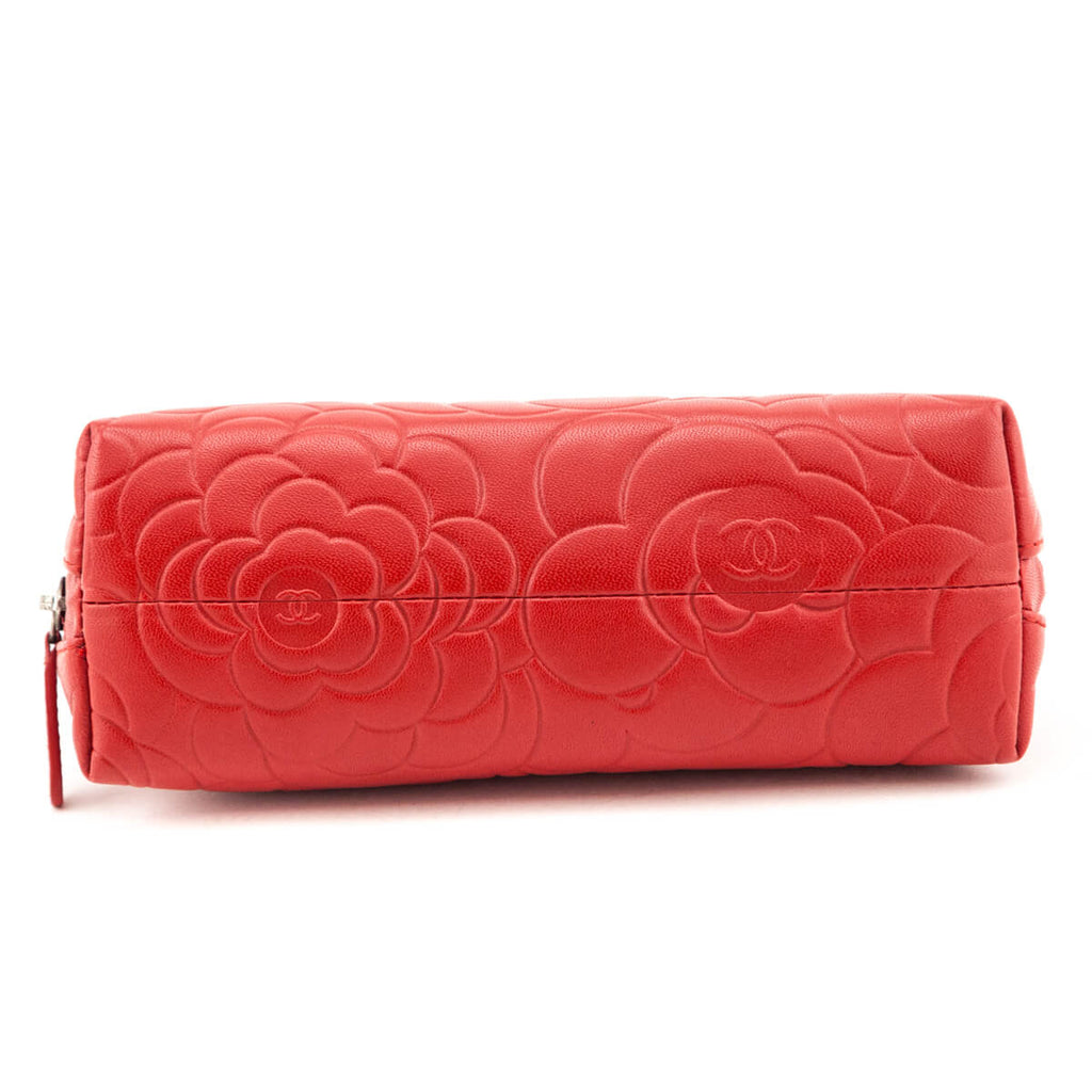 Chanel Dark Red Leather Camellia O Case