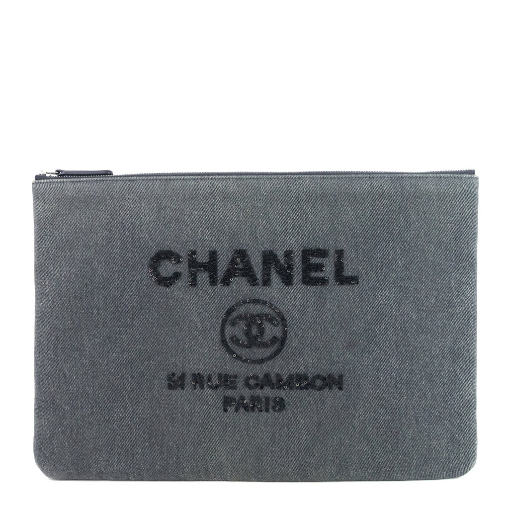 Chanel Deauville Grey Denim Sequin O Case