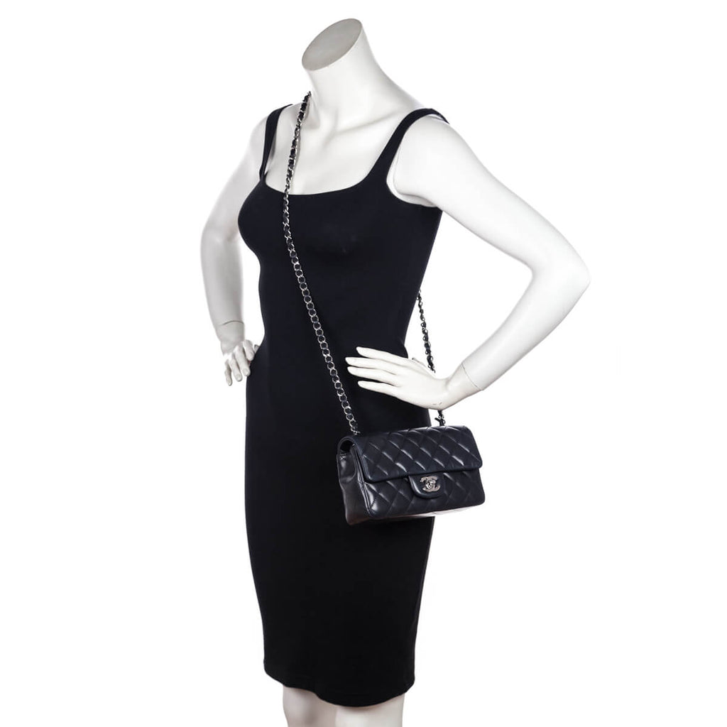 Chanel Black Lambskin Quilted Mini Rectangular Flap