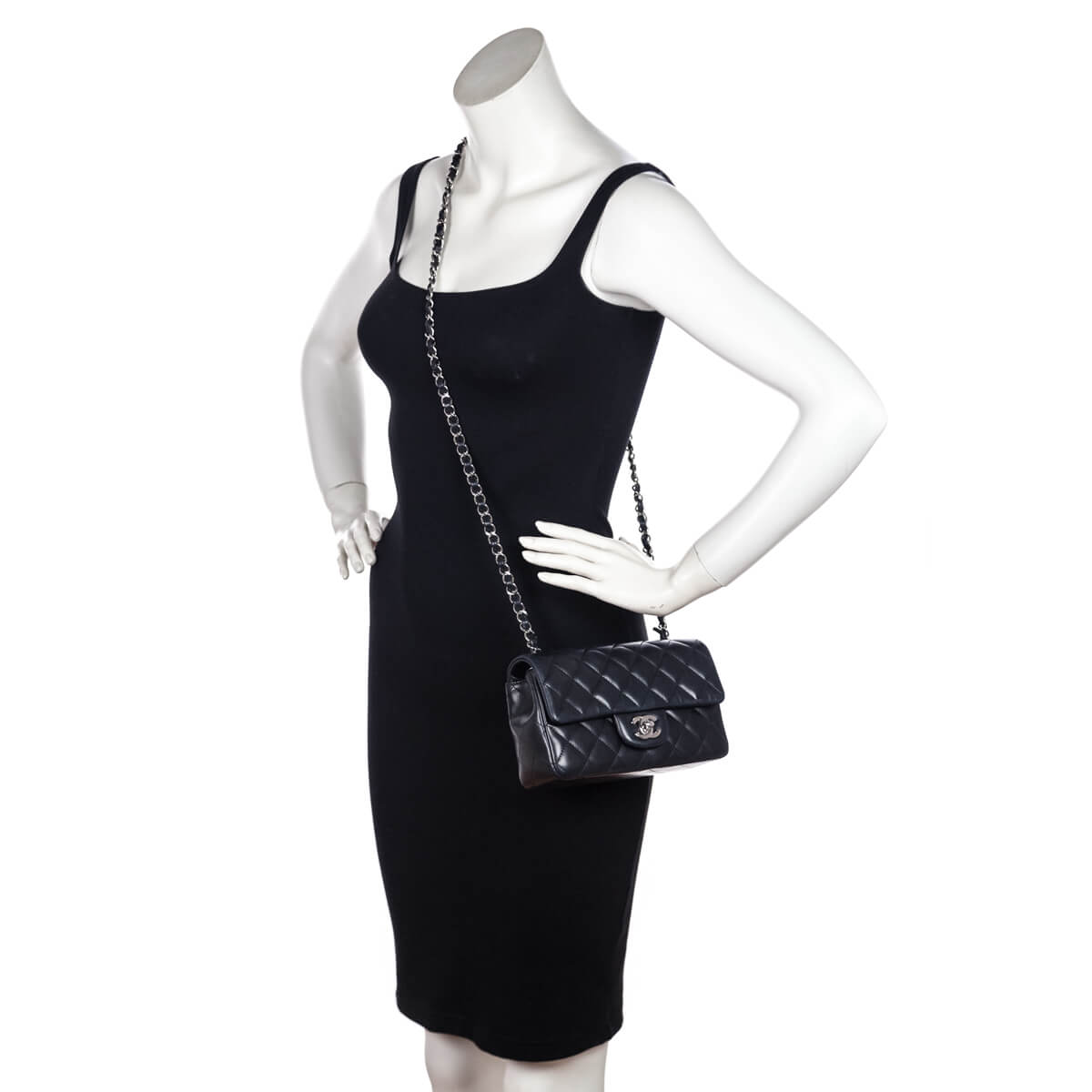 Chanel Black Lambskin Quilted Mini Rectangular Flap
