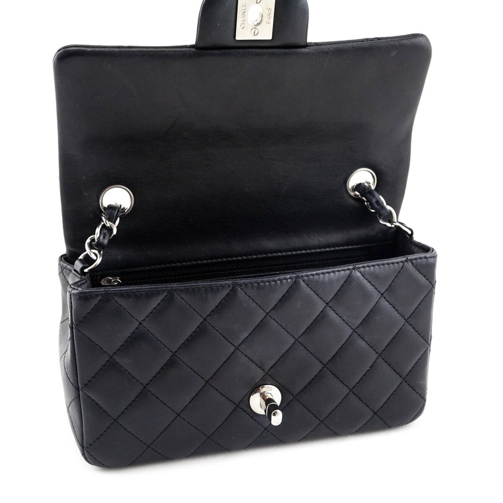 Chanel Black Lambskin Quilted Mini Rectangular Flap