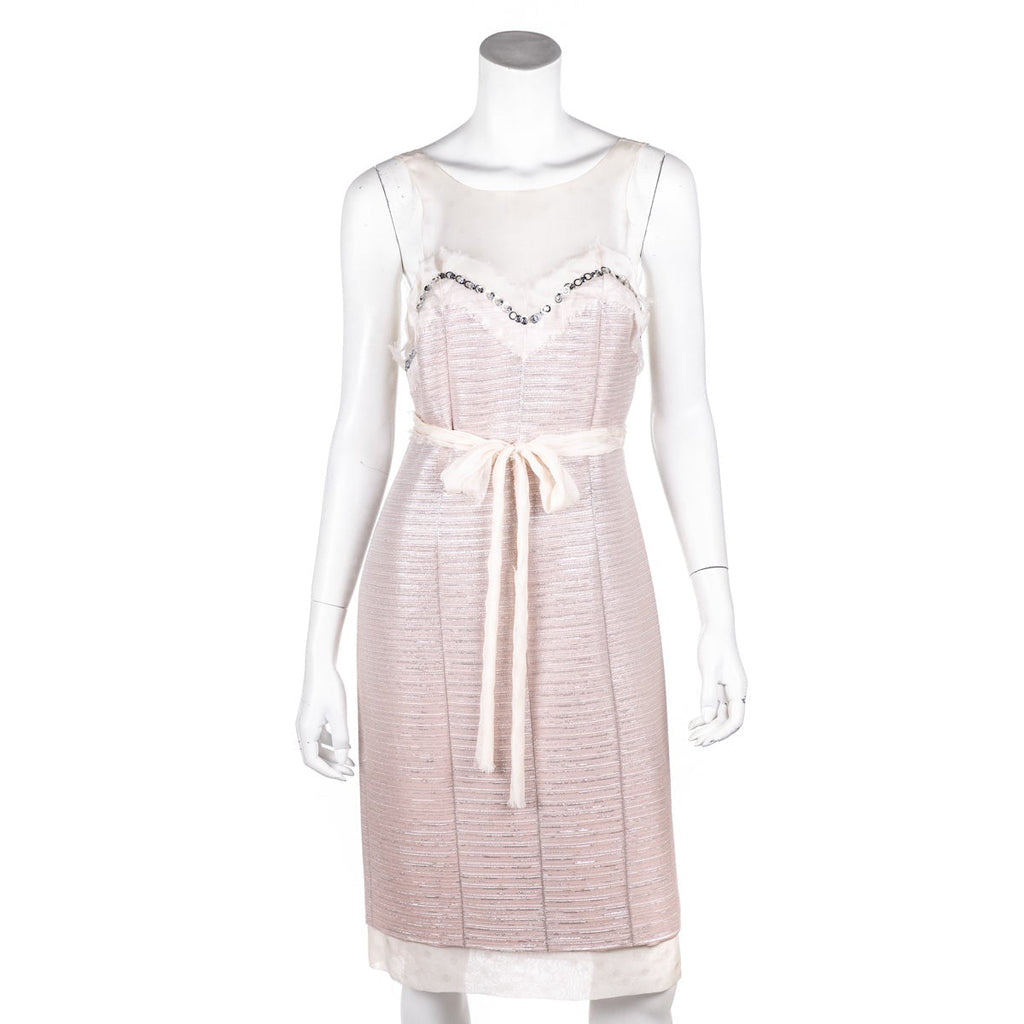 Chanel Pink Tweed and Chiffon Dress Size M | FR 40