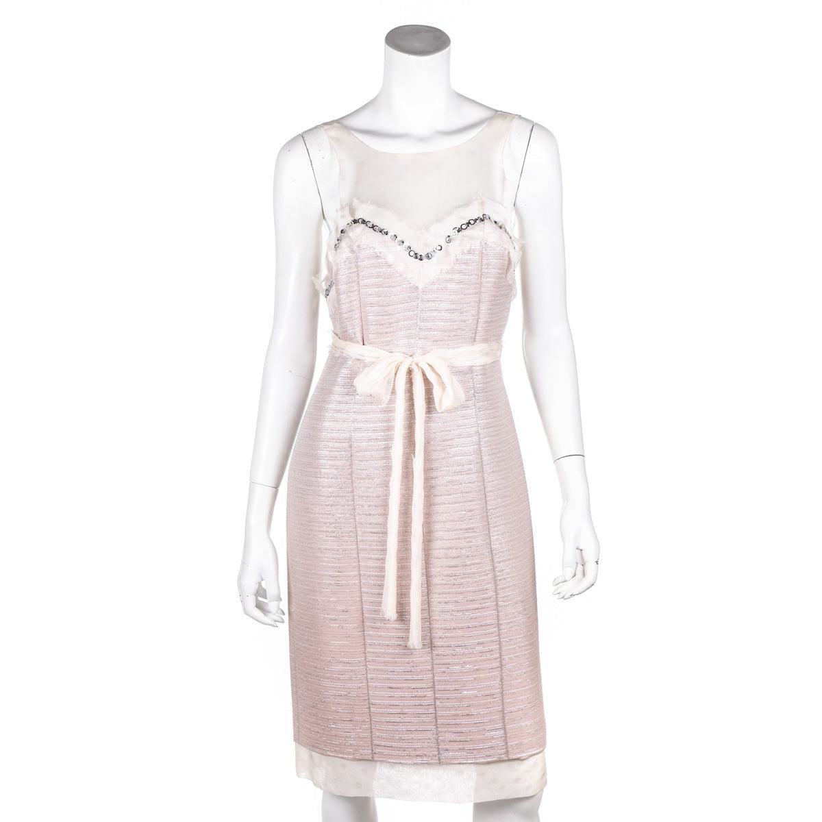 Chanel Pink Tweed and Chiffon Dress Size M | FR 40