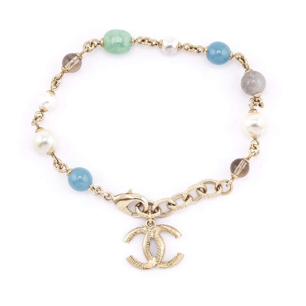 Chanel Faux Pearl & Bead CC Bracelet