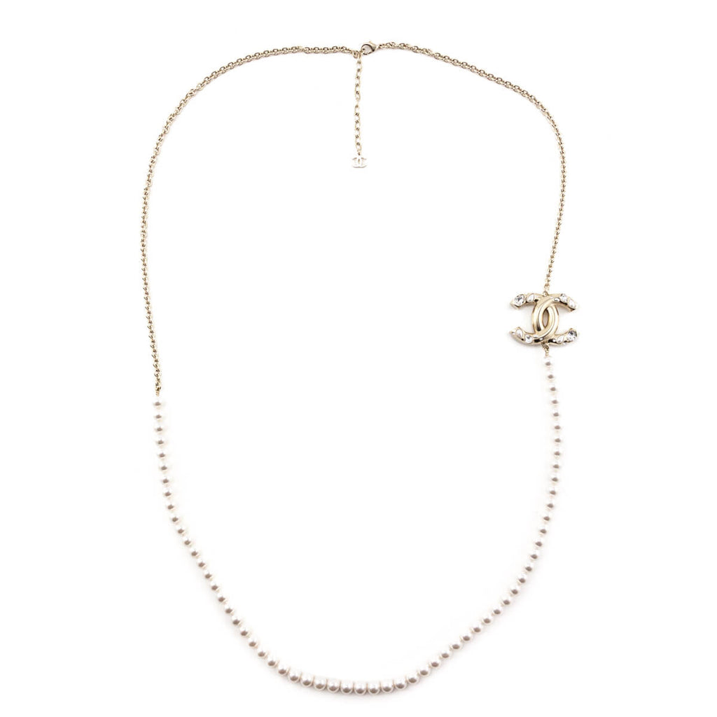 Chanel Faux Pearl & Chain CC Necklace