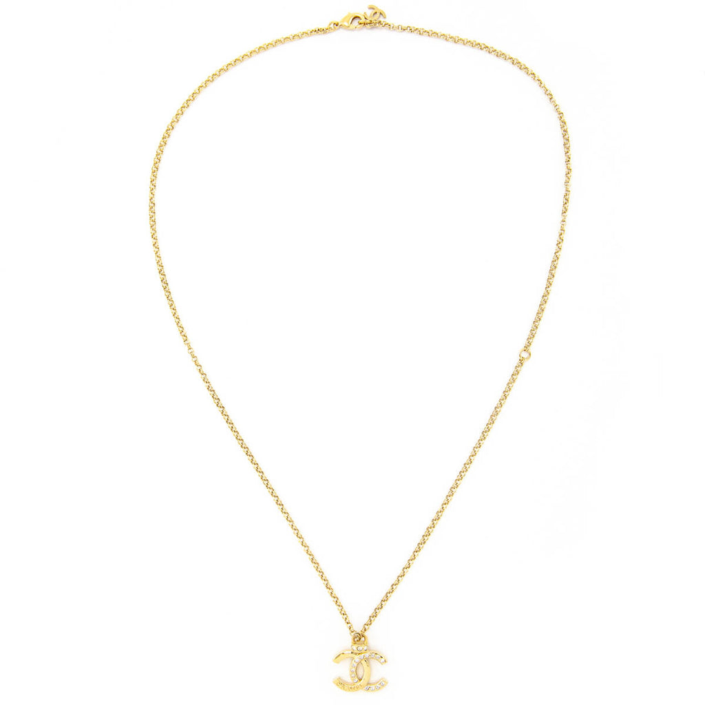Chanel Gold Strass CC Pendant Necklace