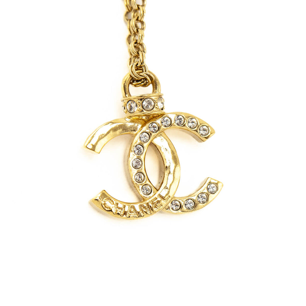 Chanel Gold Strass CC Pendant Necklace
