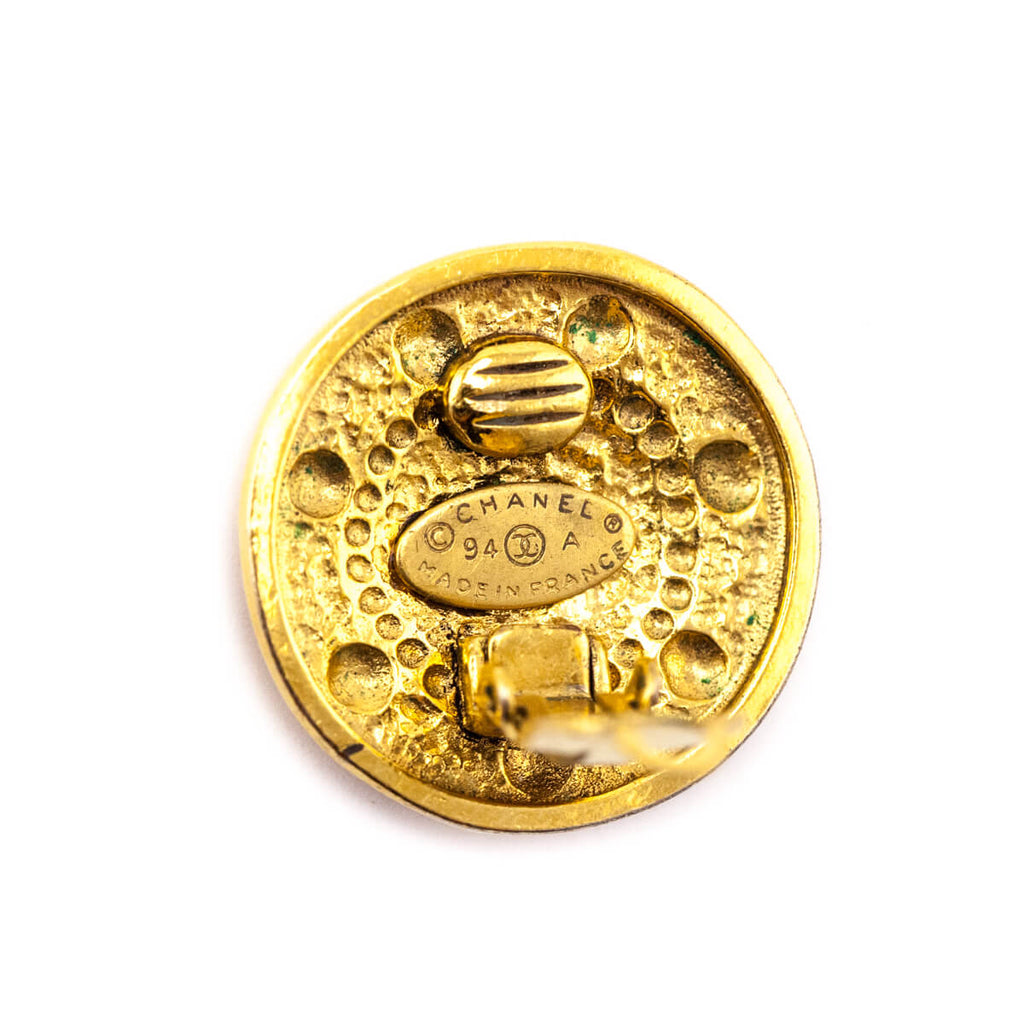 Chanel Gold Vintage CC Clip On Earrings