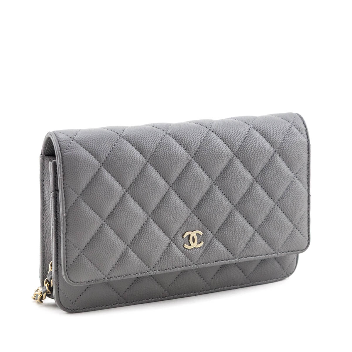 Chanel Gray Caviar Quilted Wallet on Chain WOC