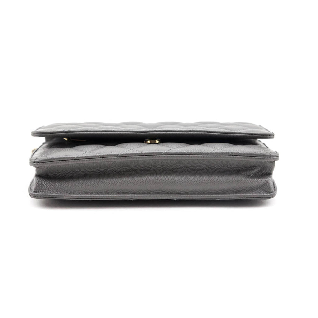 Chanel Gray Caviar Quilted Wallet on Chain WOC