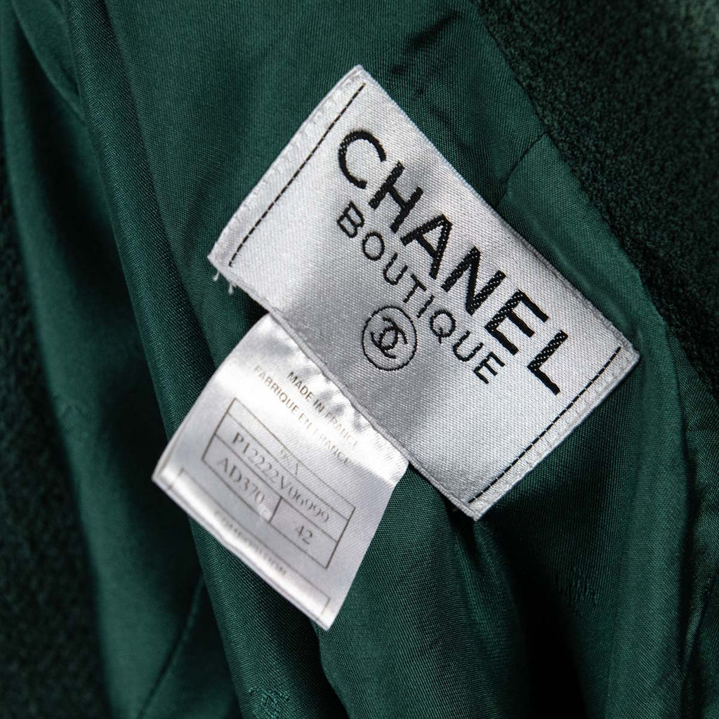 Chanel Green Tweed Vintage Double Breasted Jacket Size L | FR 42