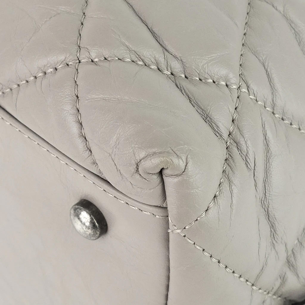 Chanel Grey Aged Calfskin Small Two-Way Bowling Bag