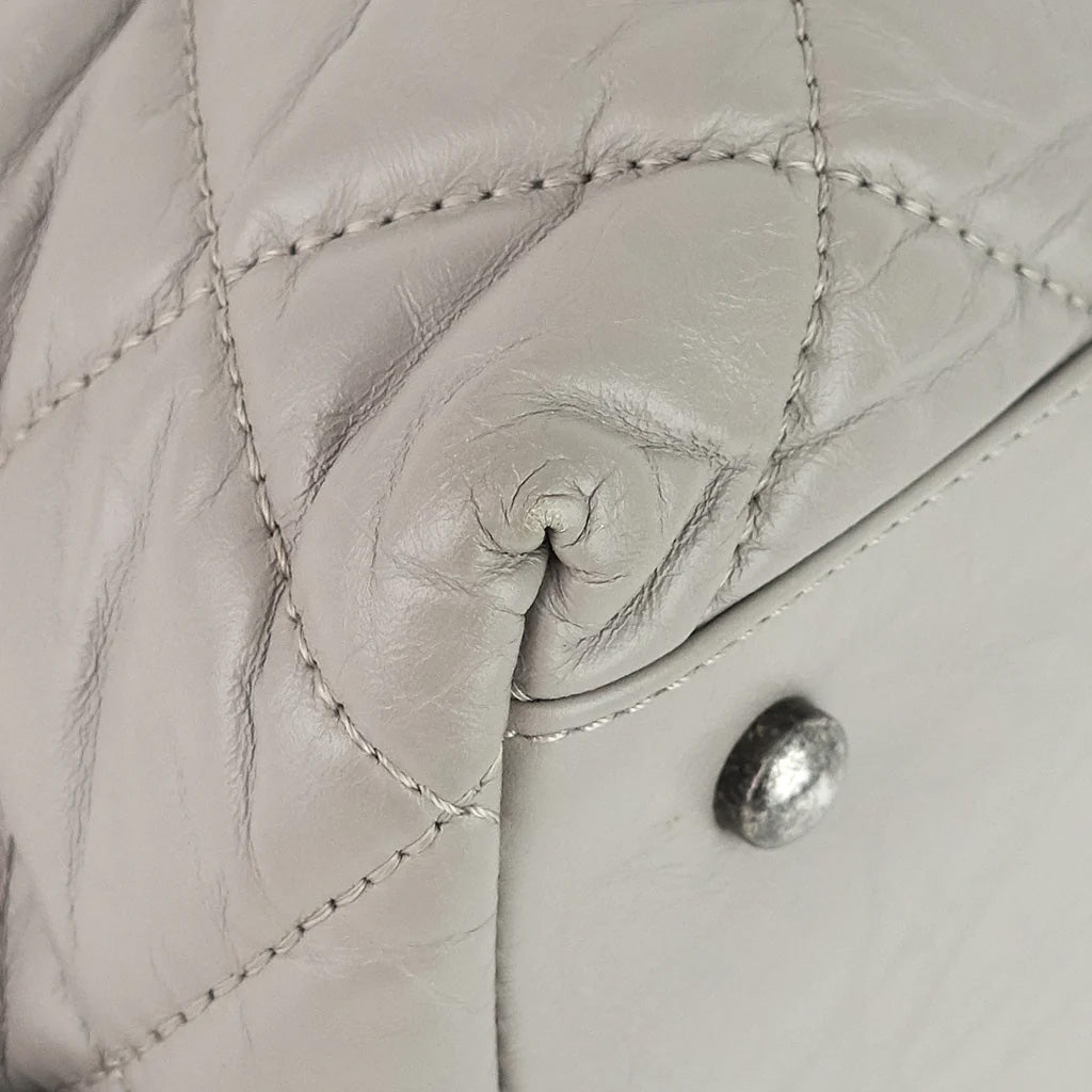 Chanel Grey Aged Calfskin Small Two-Way Bowling Bag
