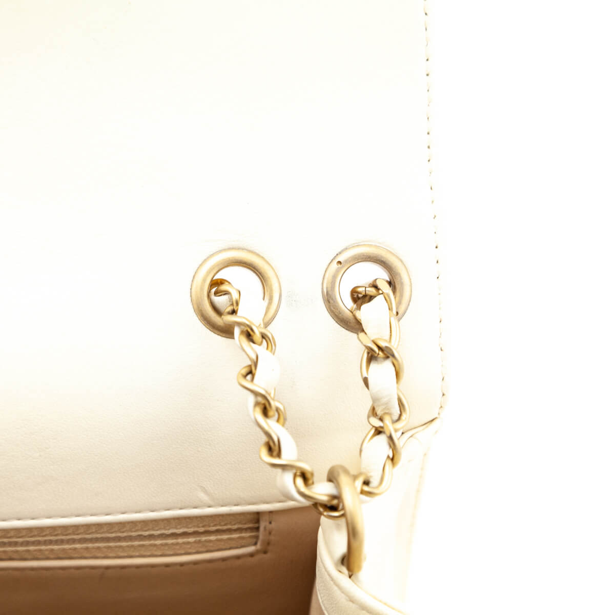 Chanel Ivory Lambskin Reversed Chevron Quilted Flap Bag