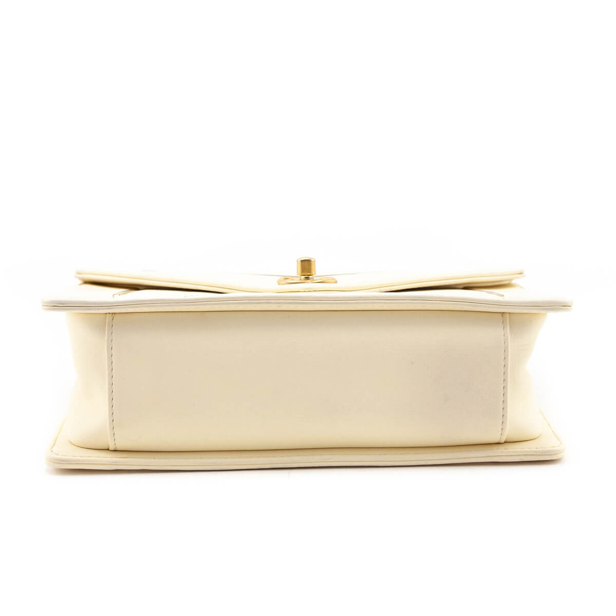 Chanel Ivory Lambskin Reversed Chevron Quilted Flap Bag