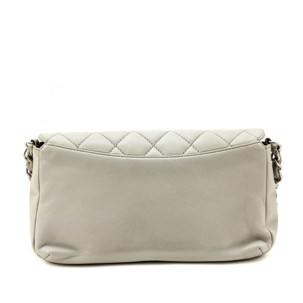 Chanel Light Gray Lambskin Quilted Small Single Flap Shoulder Bag