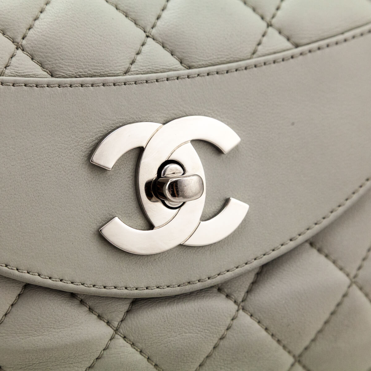 Chanel Light Gray Lambskin Quilted Small Single Flap Shoulder Bag