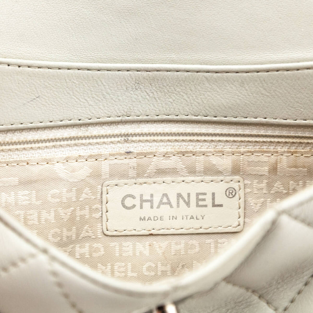 Chanel Light Gray Lambskin Quilted Small Single Flap Shoulder Bag