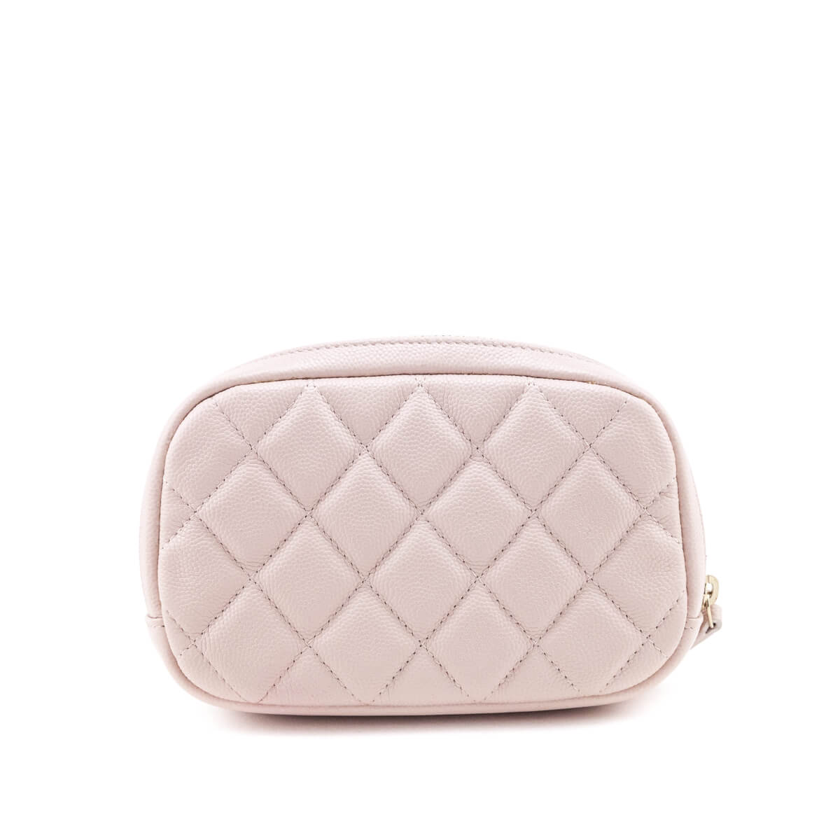 Chanel Light Pink Caviar Quilted Small Curvy Pouch Cosmetic Case