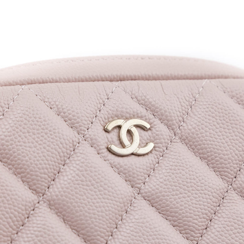 Chanel Light Pink Caviar Quilted Small Curvy Pouch Cosmetic Case