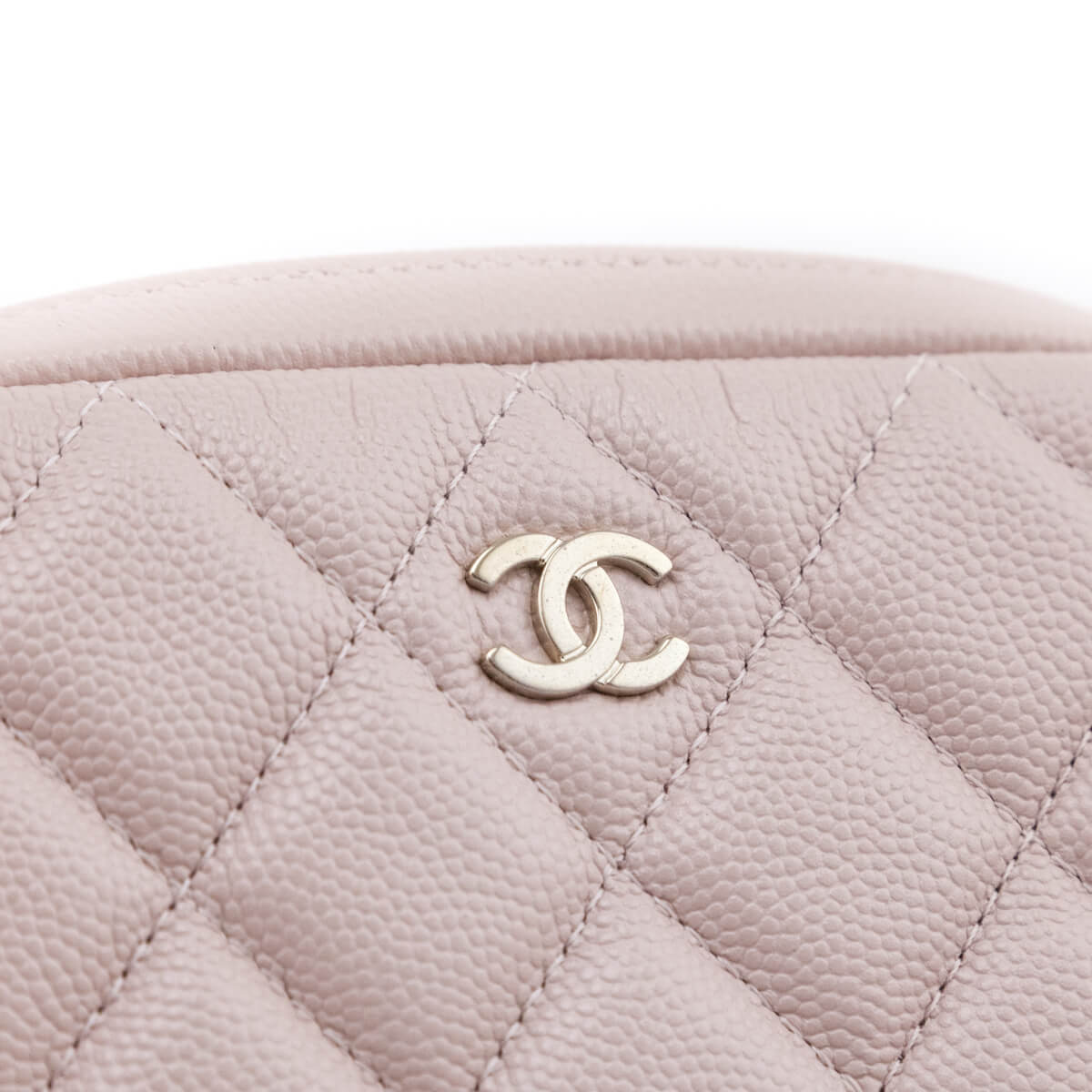Chanel Light Pink Caviar Quilted Small Curvy Pouch Cosmetic Case