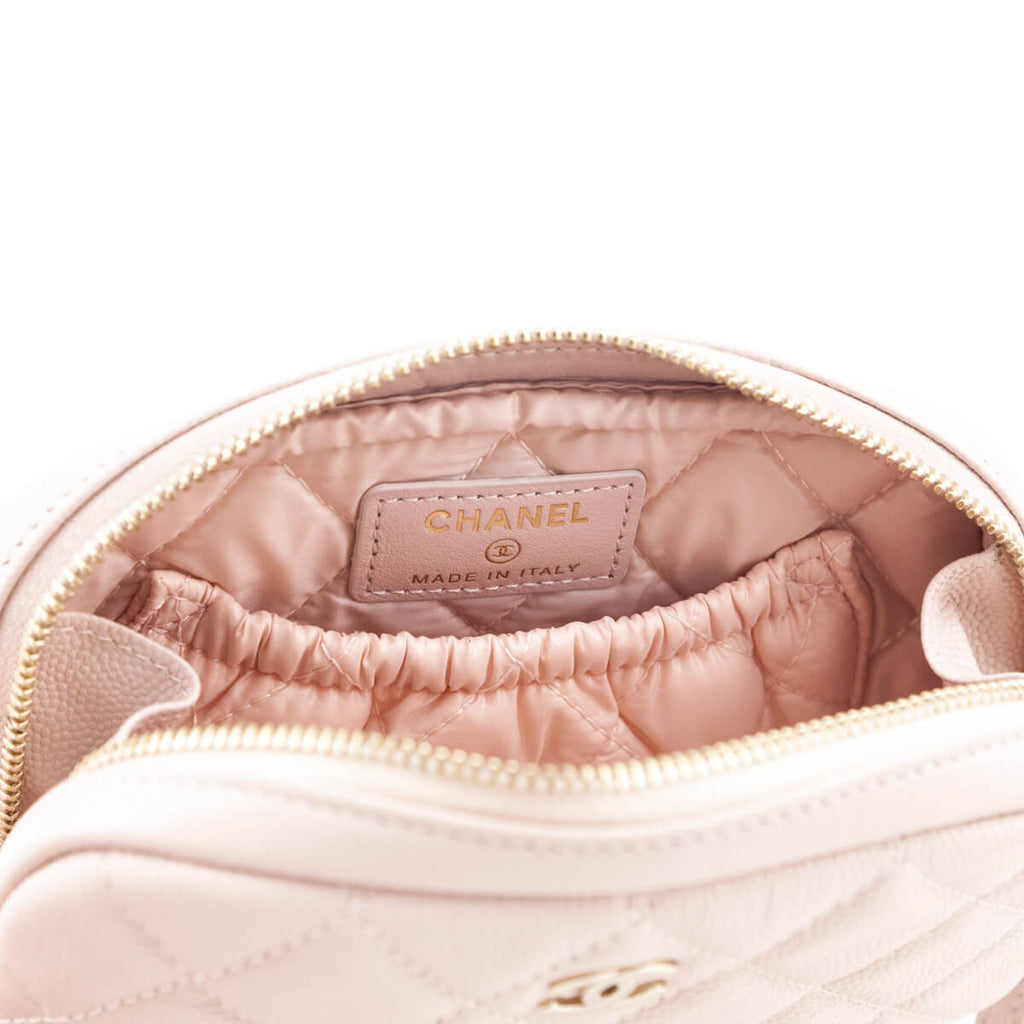 Chanel Light Pink Caviar Quilted Small Curvy Pouch Cosmetic Case