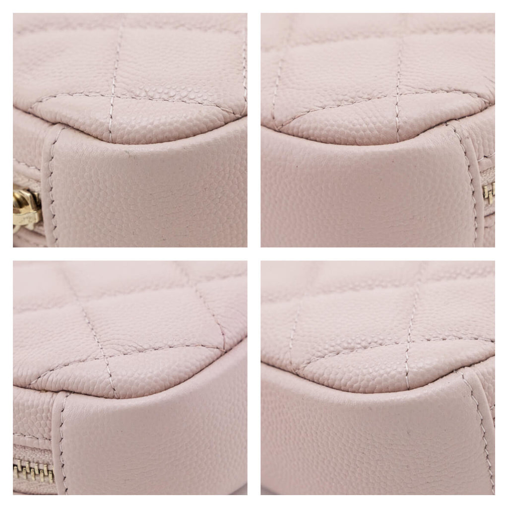 Chanel Light Pink Caviar Quilted Small Curvy Pouch Cosmetic Case