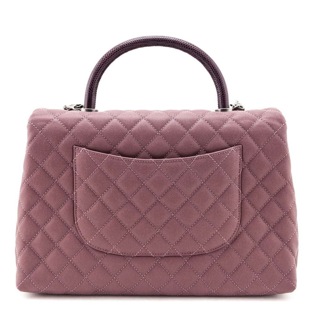 Chanel Mauve Caviar & Lizard Quilted Medium Coco Handle Flap Bag