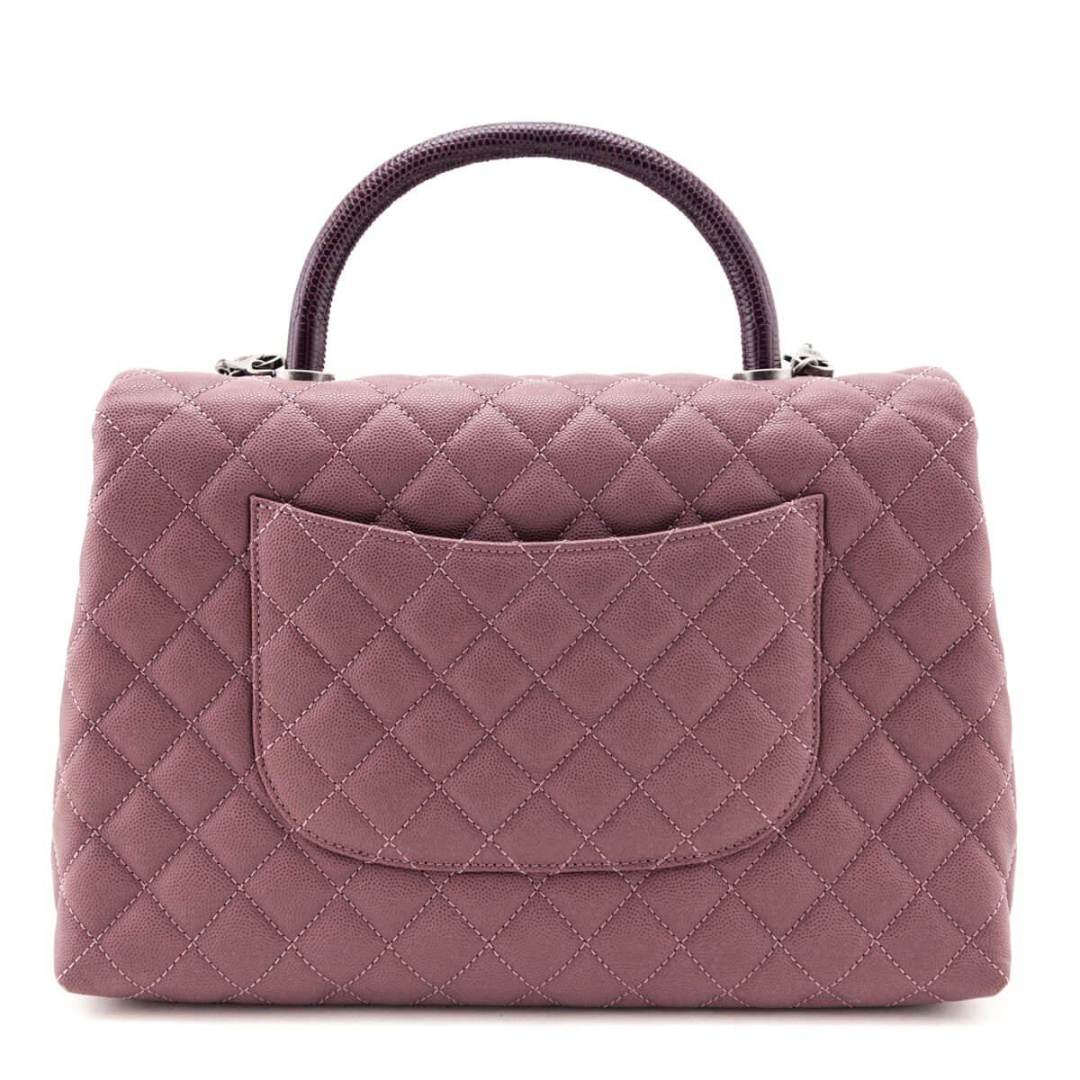 Chanel Mauve Caviar & Lizard Quilted Medium Coco Handle Flap Bag