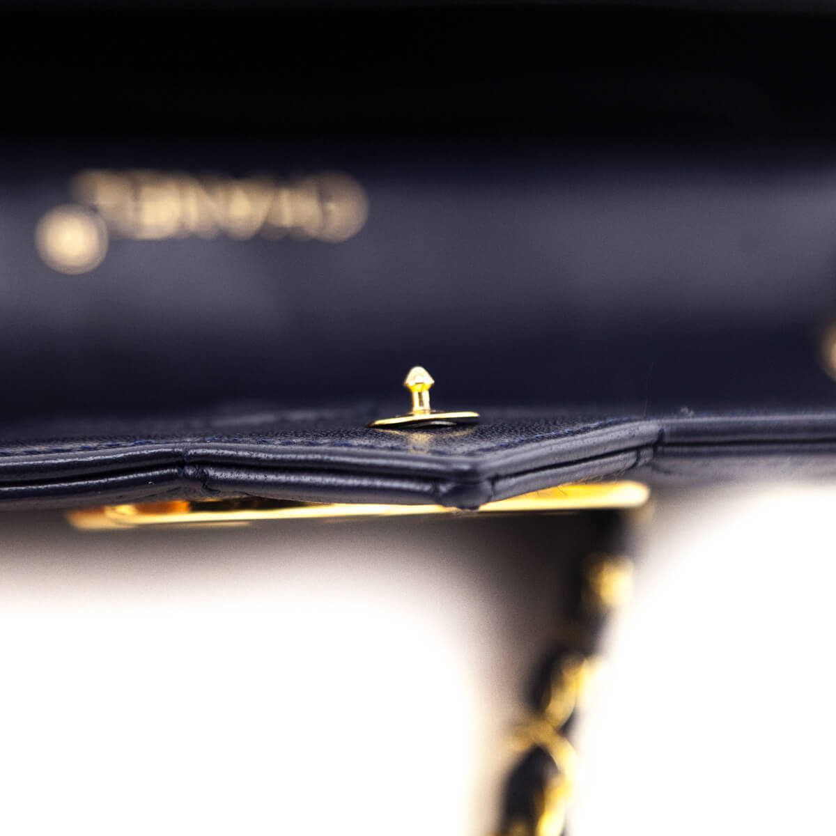 Chanel Navy Blue Lambskin Quilted Vintage Pointed Flap Bag