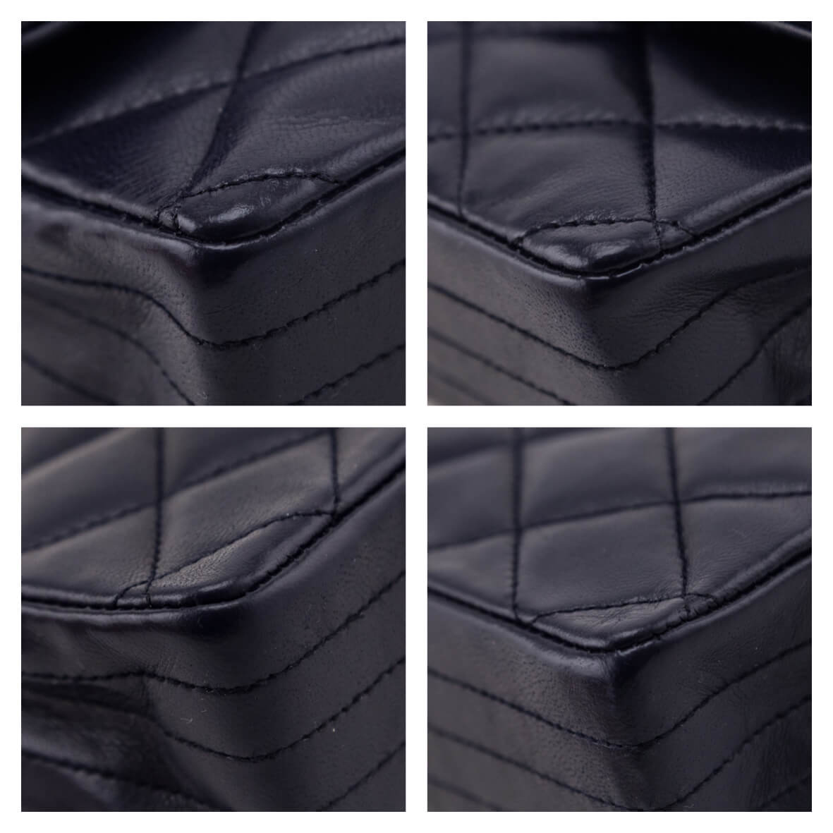 Chanel Navy Blue Lambskin Quilted Vintage Pointed Flap Bag