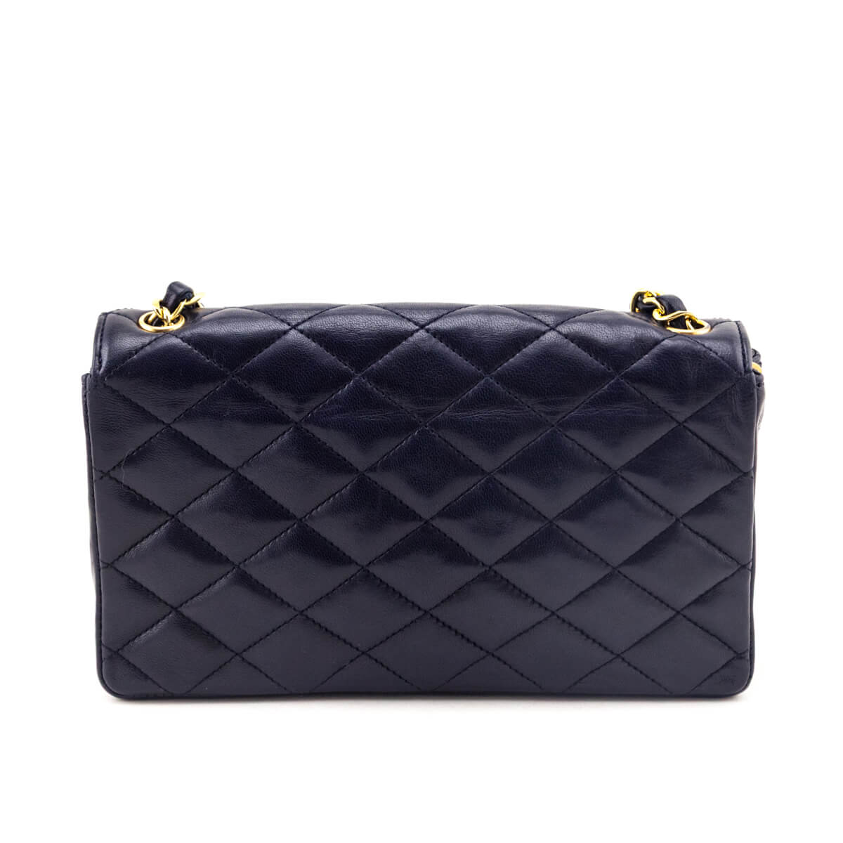 Chanel Navy Blue Lambskin Quilted Vintage Pointed Flap Bag